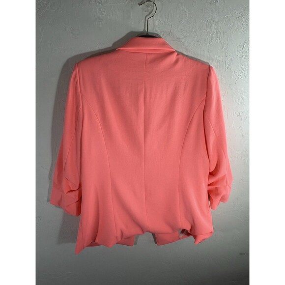 Skies Are Blue Vivid Peachy Orange Medium Lined Open Woman’s Coquette Blazer - Picture 12 of 12